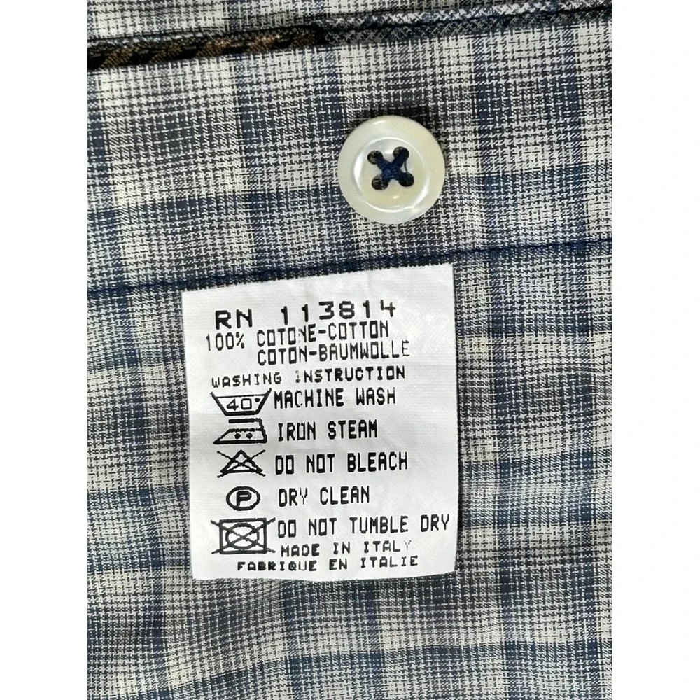 BILLY REID Men's XXL Button Plaid Dress‎ Shirt Long Sleeve MADE IN ITALY